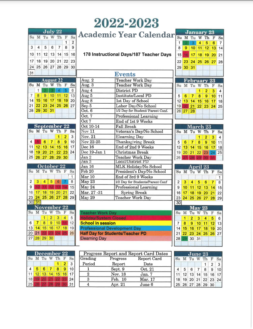 County Calendar 2023 202323 Fcps