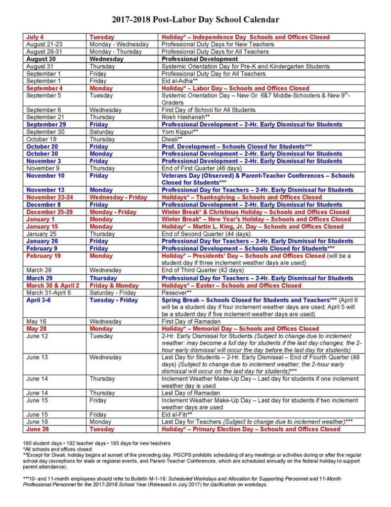 Calendar Pgcps - CountyCalendars.net