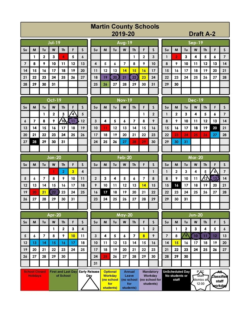 School Calendar Martin County Working Calendar