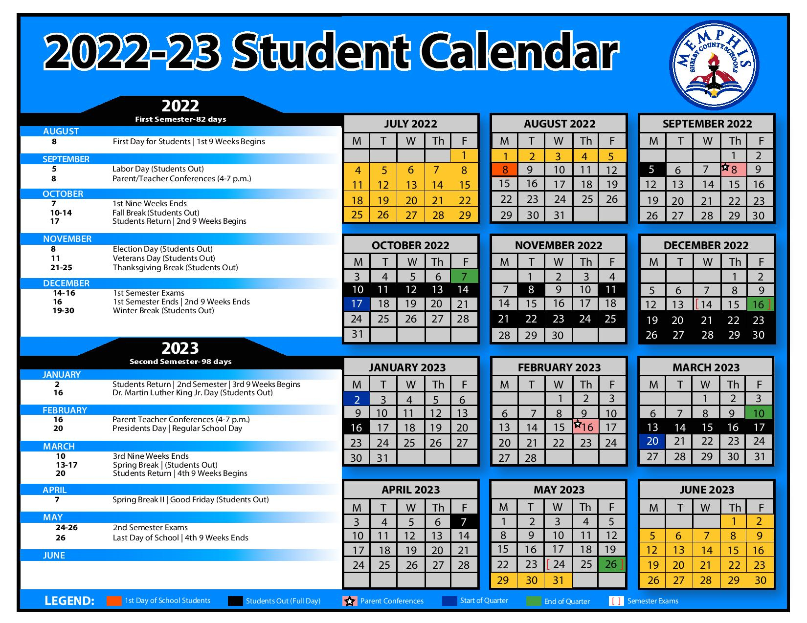 Shelby County Schools Calendar 2022 2023 In PDF